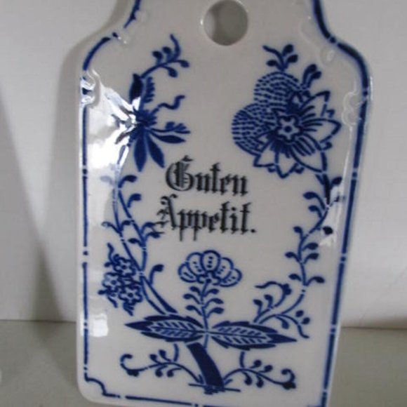 Guten Appetit Good Appetite Blue Danube Blue Onion Pattern Blue and White Trivet - Picture 1 of 4